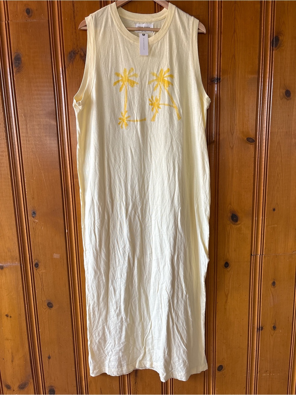 NWT Spiritual Gangster Mulholland Graphic T-Shirt Dress Maxi Yellow Sz L